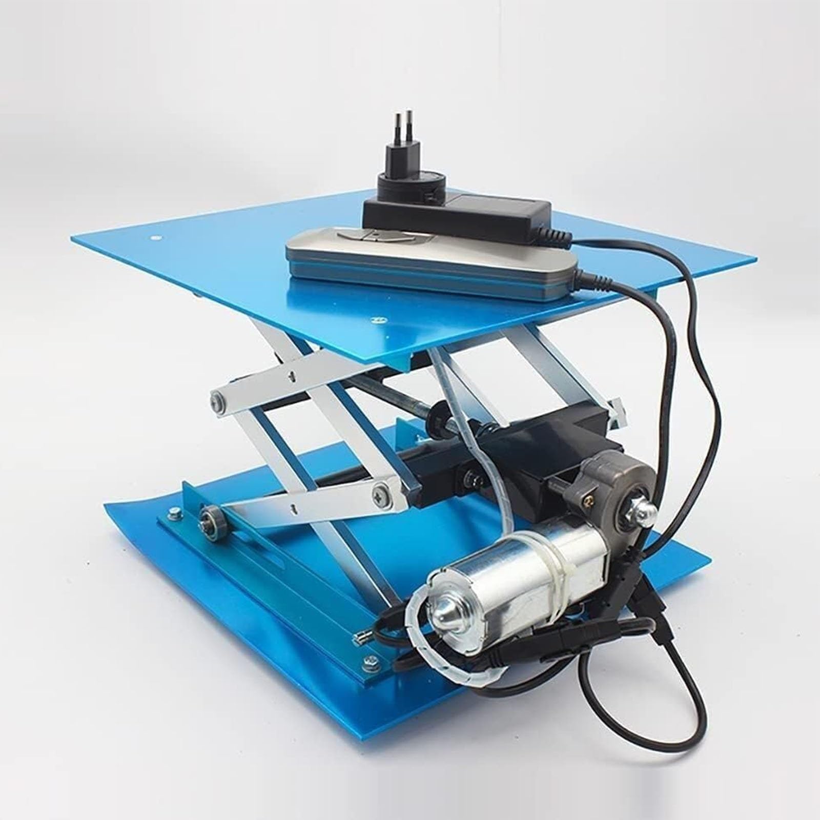 Plataforma elevadora eléctrica, gato de laboratorio de óxido de aluminio, soporta 30 kg, altura ajustable de 90-365 mm, ideal para experimentos de física y aplicaciones de investigación