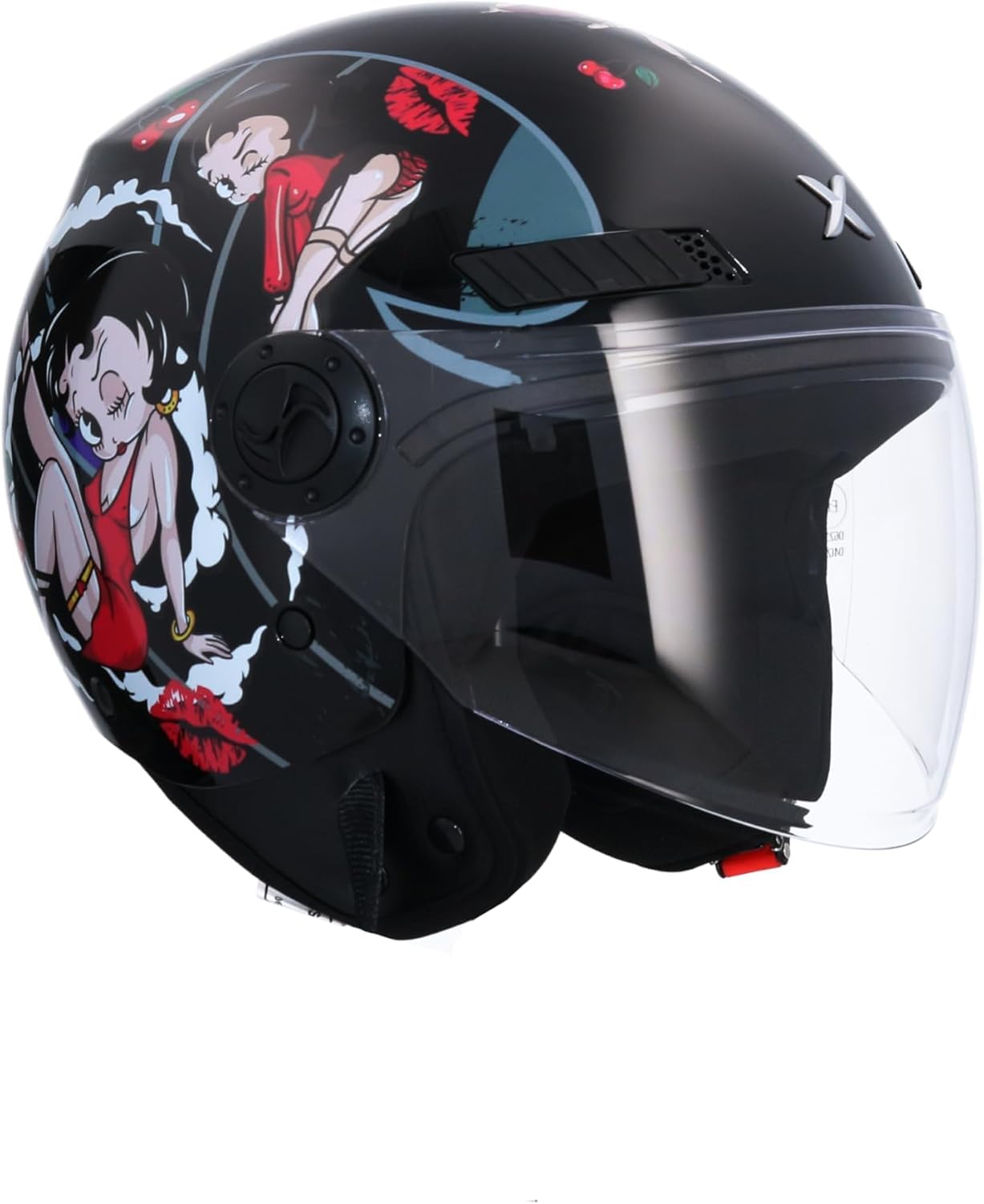 Casco Moto Jet ECE Omologato La Betty Nero Taglia XS (53/54) Casco Uomo Donna