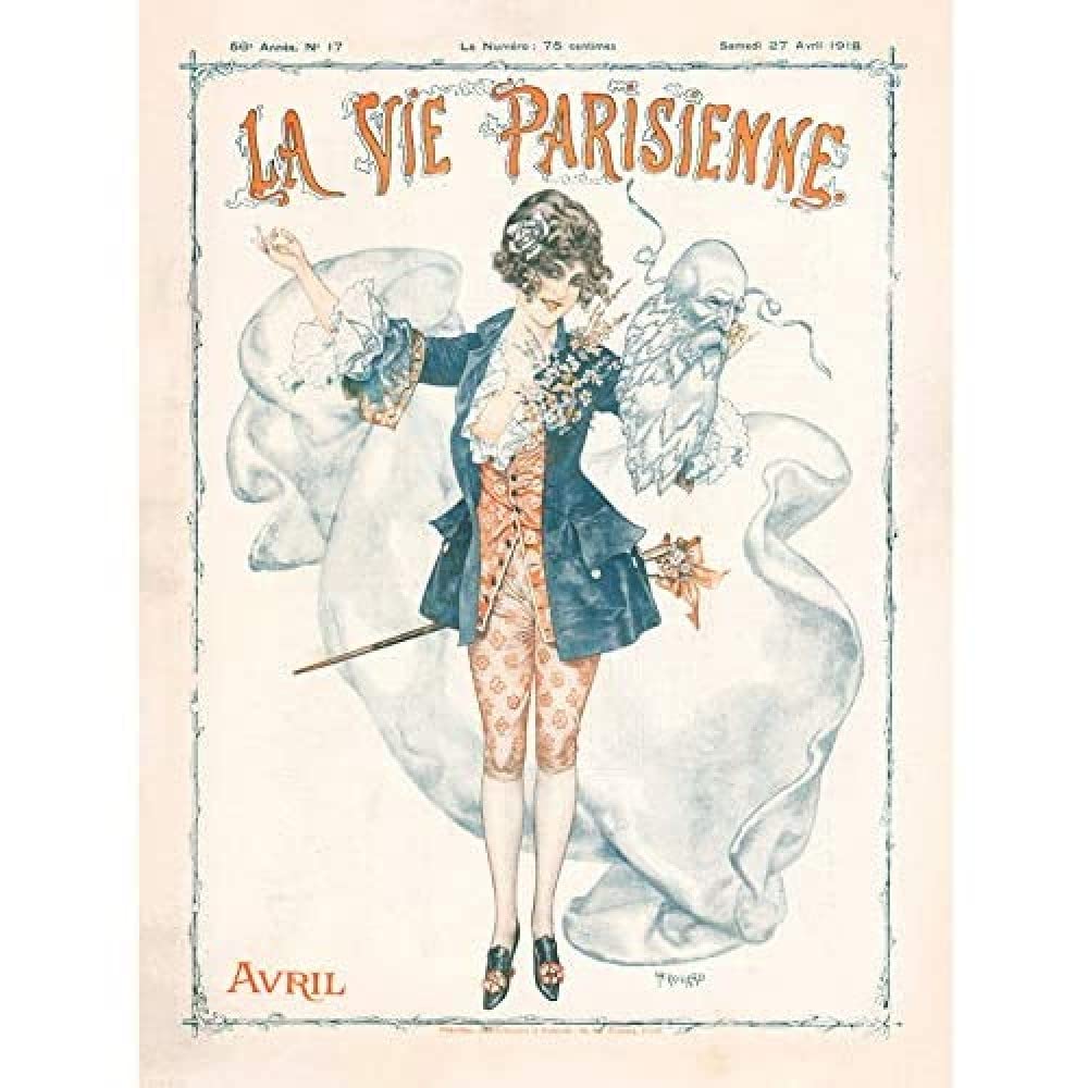 Artery8 La Vie Parisienne April 1918 Girl Mask Magazine Cover Unframed Wall Art Print Poster Home Decor Premium