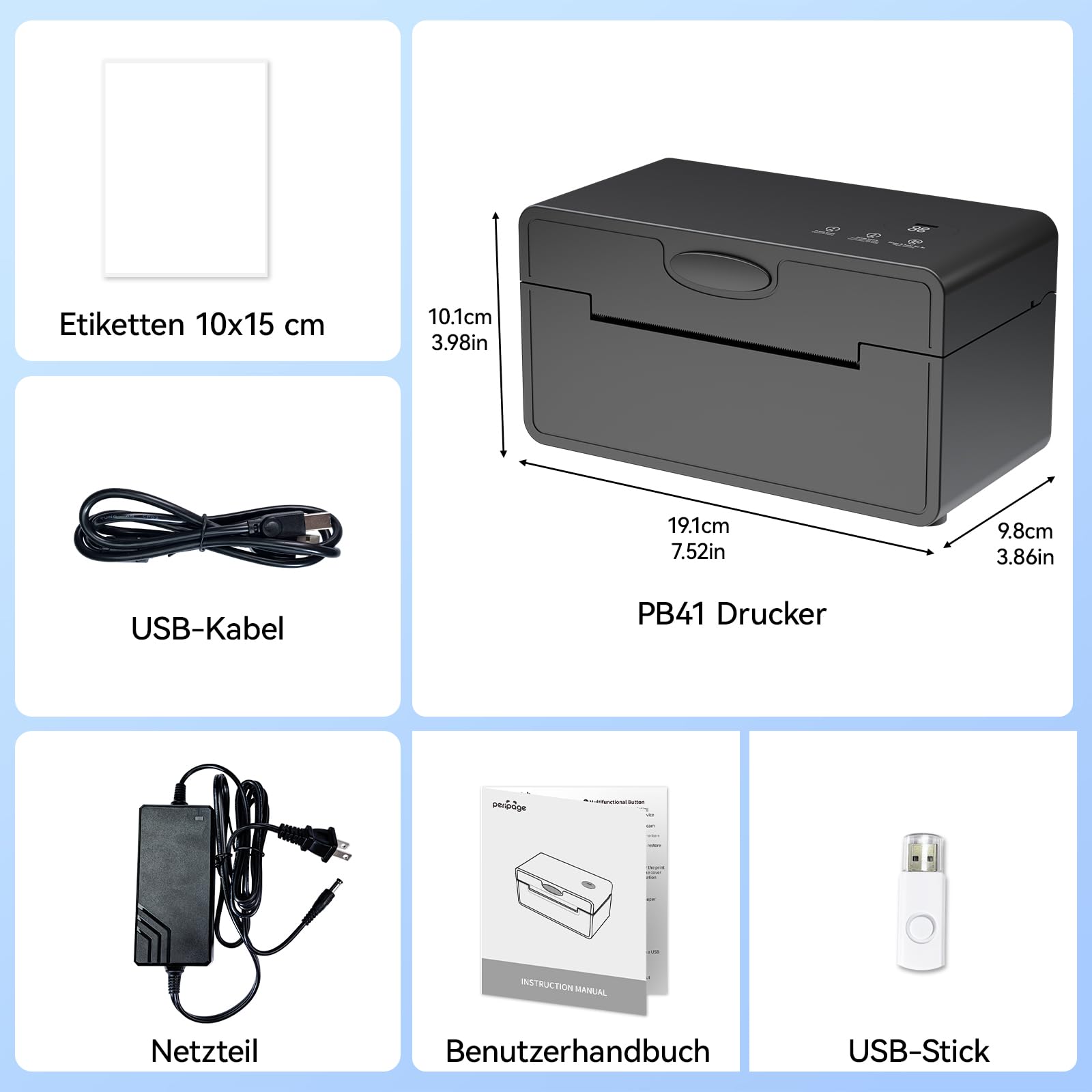 PeriPage Thermal Label Printer 4x6, DHL Shipping Label Printer, Wireless Bluetooth Labeldrucker for DHL UPS USPS, Compatible with iPhone ipad Windows
