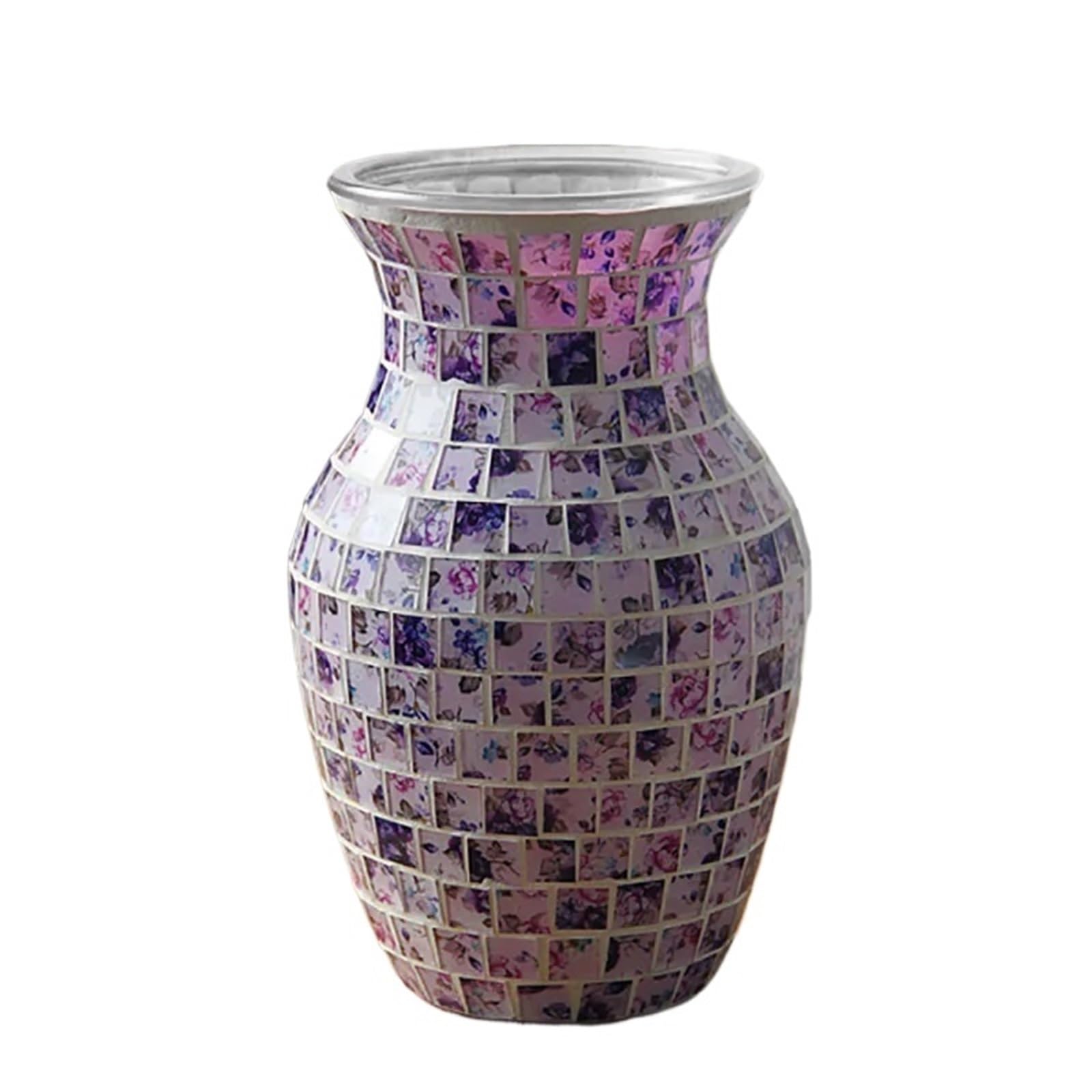 Pastoral Mosaic Glass Vase, Home And Restaurant Decoration Furnishings For Living Room, Office, Wedding(Style05)