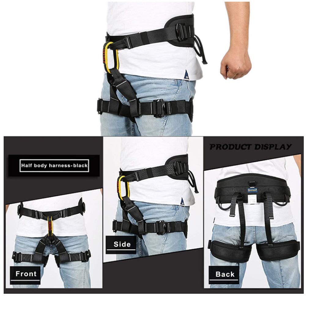 SwaYve Imbracatura Di Sicurezza per Lavoro in Altezza, Cintura Di Sicurezza Regolabile per Arrampicata su Metà Corpo Protezione Anticaduta Attrezzatura per Discesa in Corda Doppia su Roccia/Black