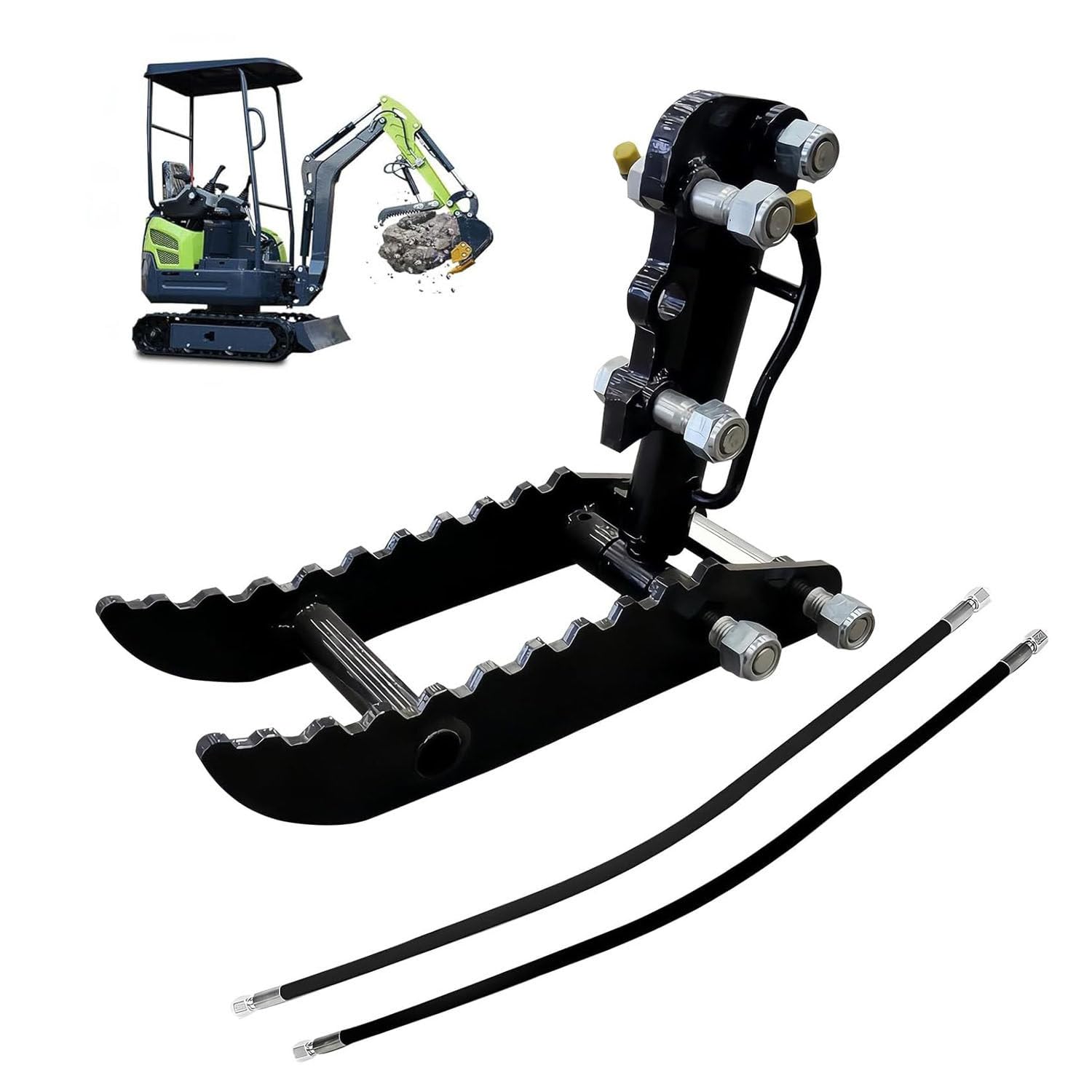 ByBoDi Mini Excavators Hydraulic Thumb Clip, Hydraulic Thumb Clip for Mini Excavators,with 2*M14 Hoses and Screws, Small Digger Attachments fit Most of up to 2 tons Threeholethumbclip