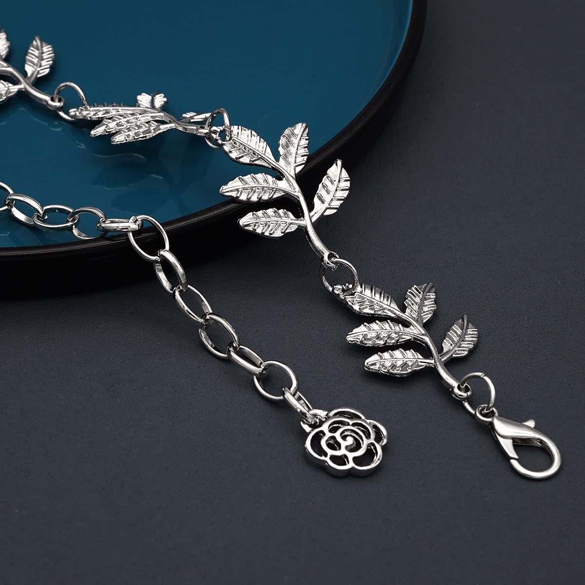 HIQUACC Metal Waist Chain Body Belly Belt Chains Jewelry Accessories for Women: Leaf Silver L: 53.1 in