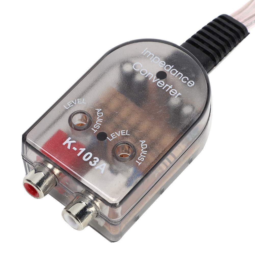 Aramox Konwerter samochodowy audio, impedancja dźwięku Stero, regulowany głośnik, wysoki do niski, Line Audio impedance konwerter ABS