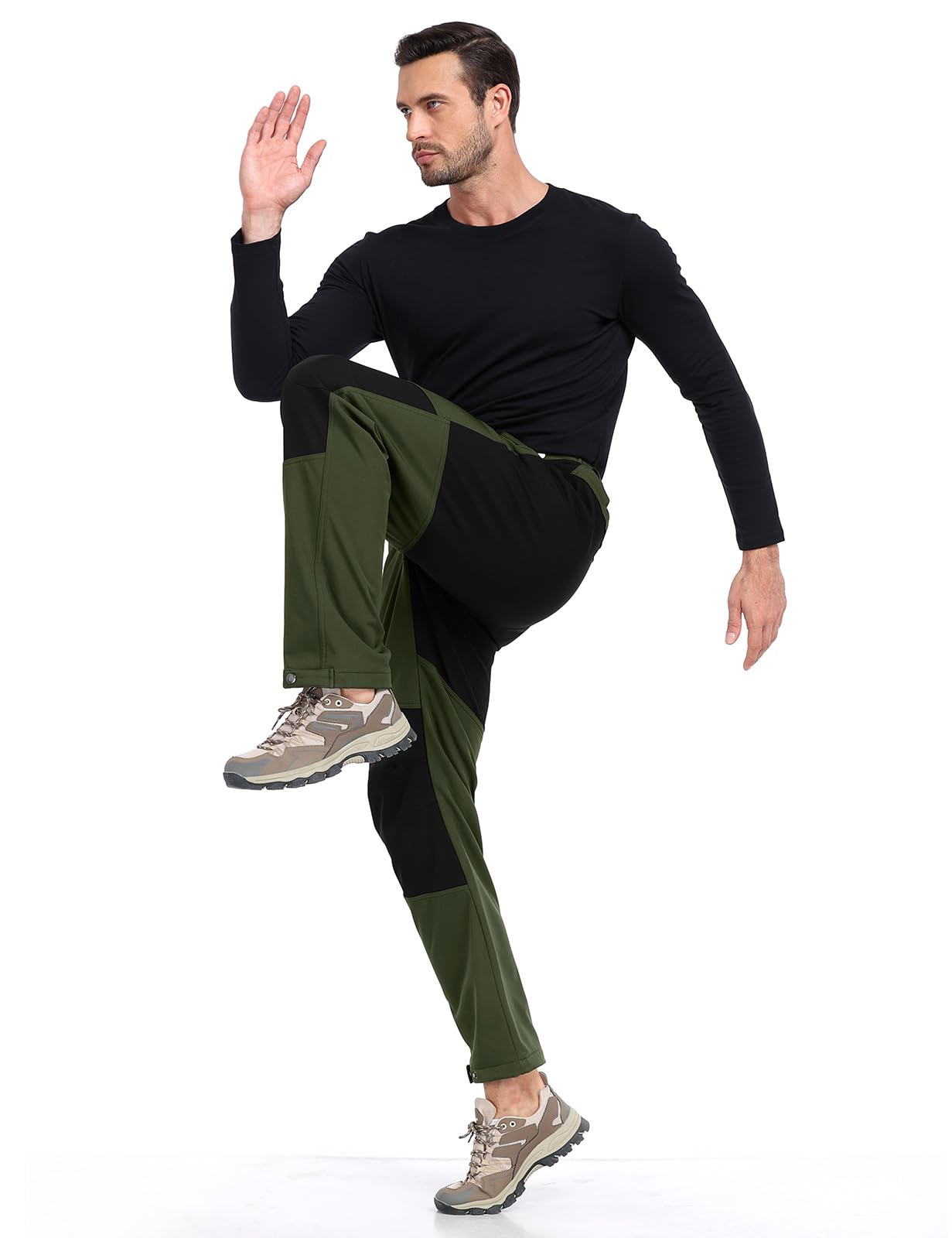 Xnova Pantaloni Trekking Uomo Invernali in Pile Pantalone da Lavoro Impermeabili Termici, Pantaloni Felpati Caldo Cargo Pantaloni Softshell Montagna Caccia con Vita Elasticizzati