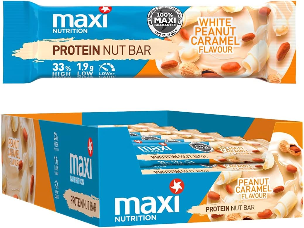 MaxiNutrition Protein Nut Bar White Peanut Caramel, 18 x 45g (960g