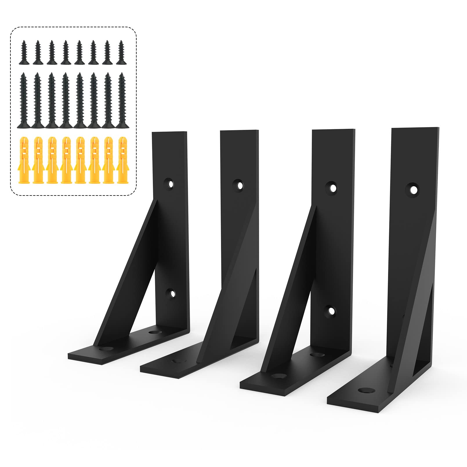 SIMILAR NOT EXACT SOGAL Shelf Brackets,Black Metal Shelf Bracket 4 inches x 6 inches, Shelf Support Angle Brackets for Shelves, Heavy Duty Floating Shelf Brackets 4Pack