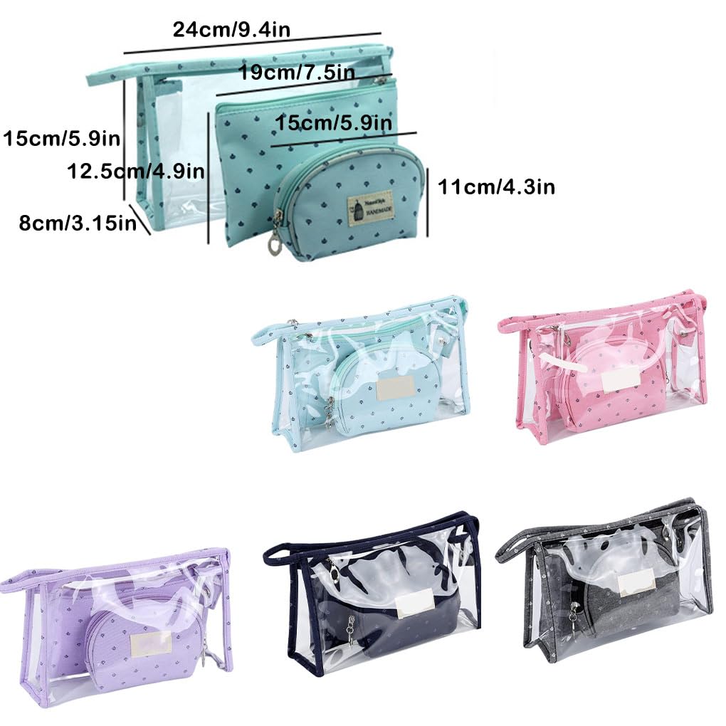 Lot de 3 trousses de maquillage portables en PVC pour salle de bain, maquillage et ménage, bleu, Lot de 5 (bleu), Fidèle à la description, comme description