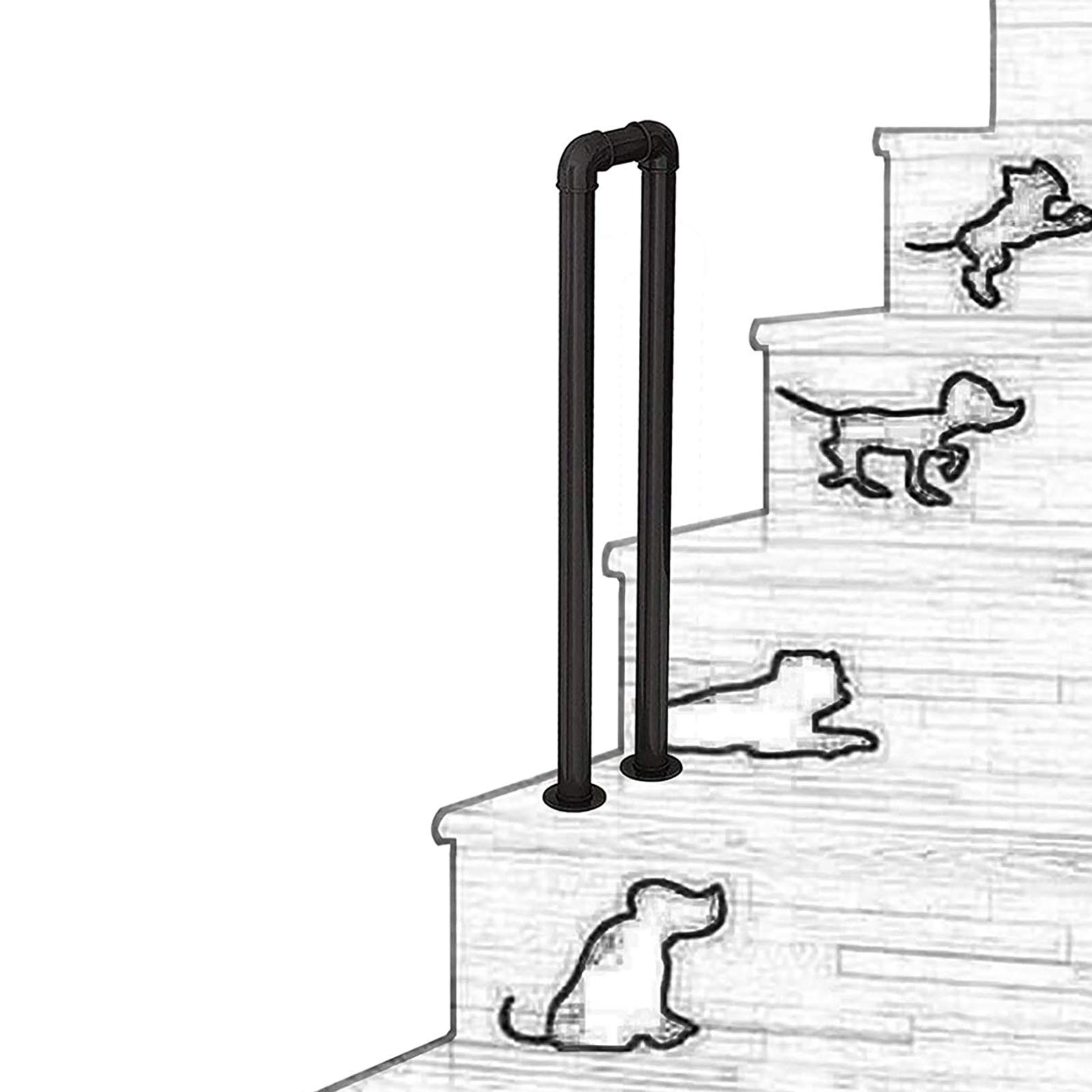 Main courante en U noire pour sécuriser l'accès des personnes âgées et enfants au loft