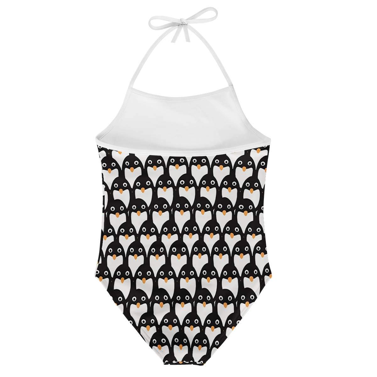 KiuLoam Penguins Group Girl's Swimsuit Two Piece Swimwear Sun Protection Bathing Suits for 7-8 Years Child Multicolor