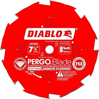 Diablo PergoBlade Saw Blade for Laminate and Wood Flooring - 7-1/4" Diameter, 8-Teeth, 5/8" Arbor, .071" Kerf, 10� Hook Angle, .051" Plate, 7900 Max RPM - D0708LF