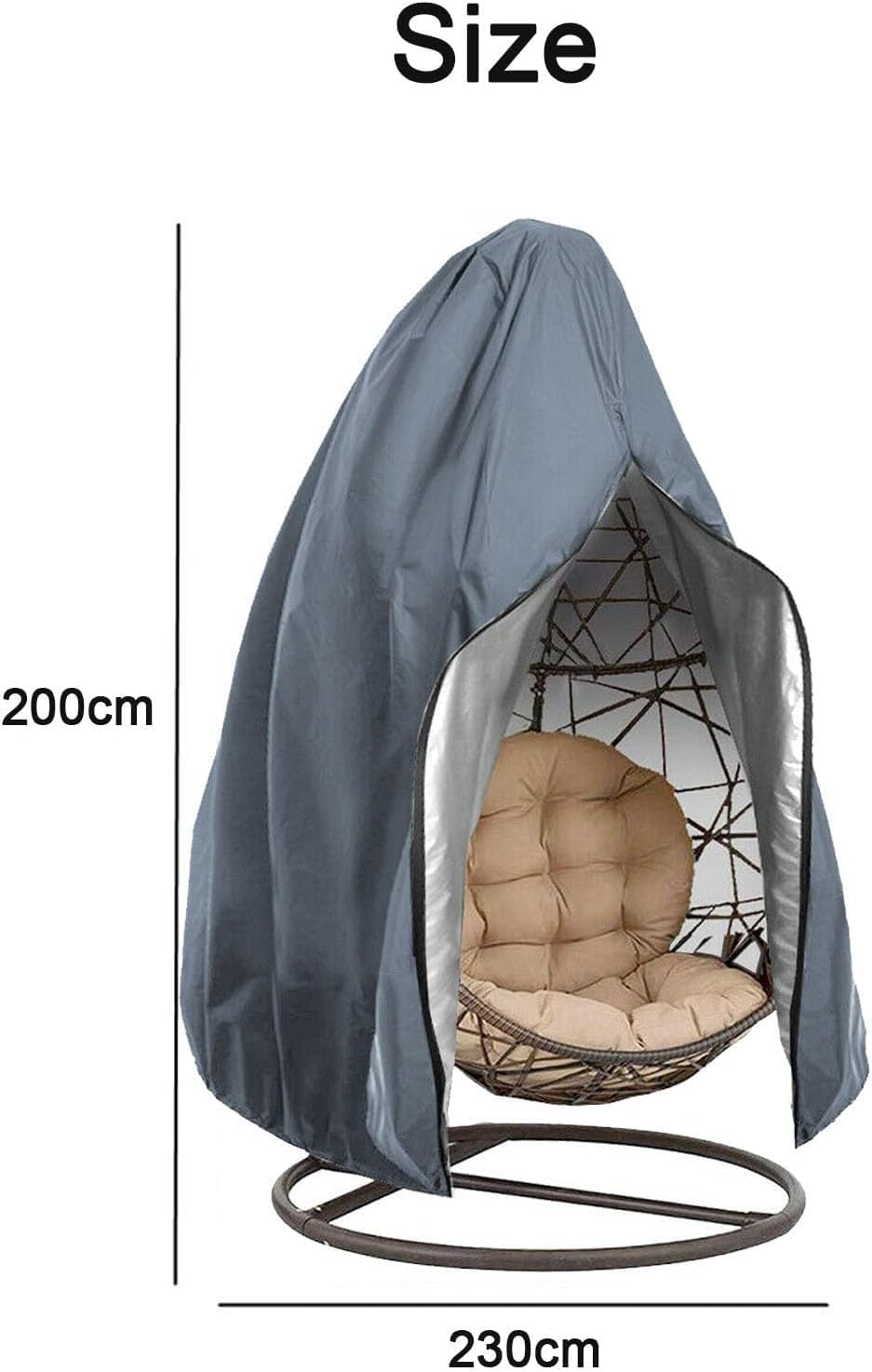 Funda para Silla Colgante De Exterior, Impermeable, con Cremallera, Tela Oxford Resistente Al Agua Y Al Polvo, Protector para Muebles De Jardín., B