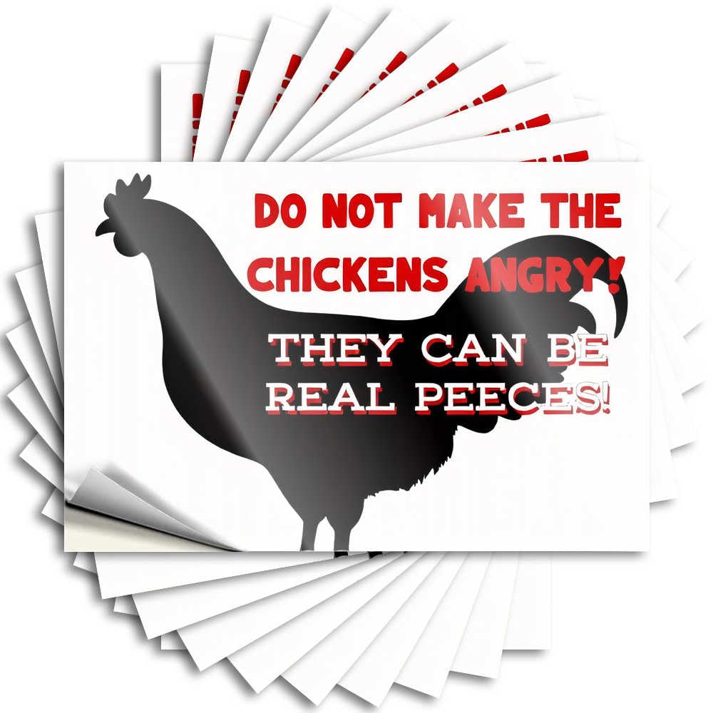 Saying Book Vinyl Decals, Patio Decorations Outdoor Waterproof Bottle Stickers for Water Bottle | Chicken Warning: Don't Anger The Fowl! Perfect for Beer Laptop Decor(8X12CM)