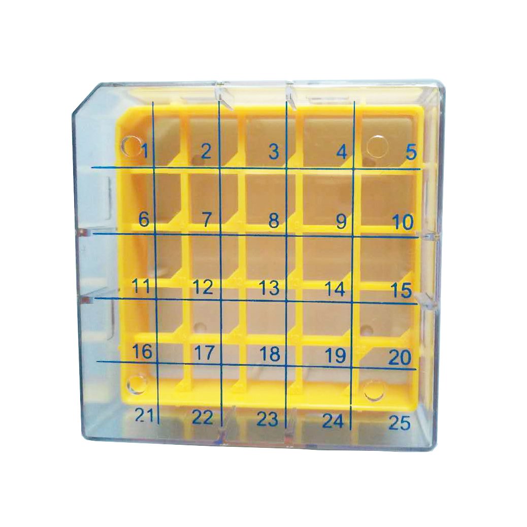 CryoBox En Polycarbonate 5x5 (25 Places) – Dimensions 75x75x52 Mm, Lot De 5, Idéal Stockage Ultra Basse Température