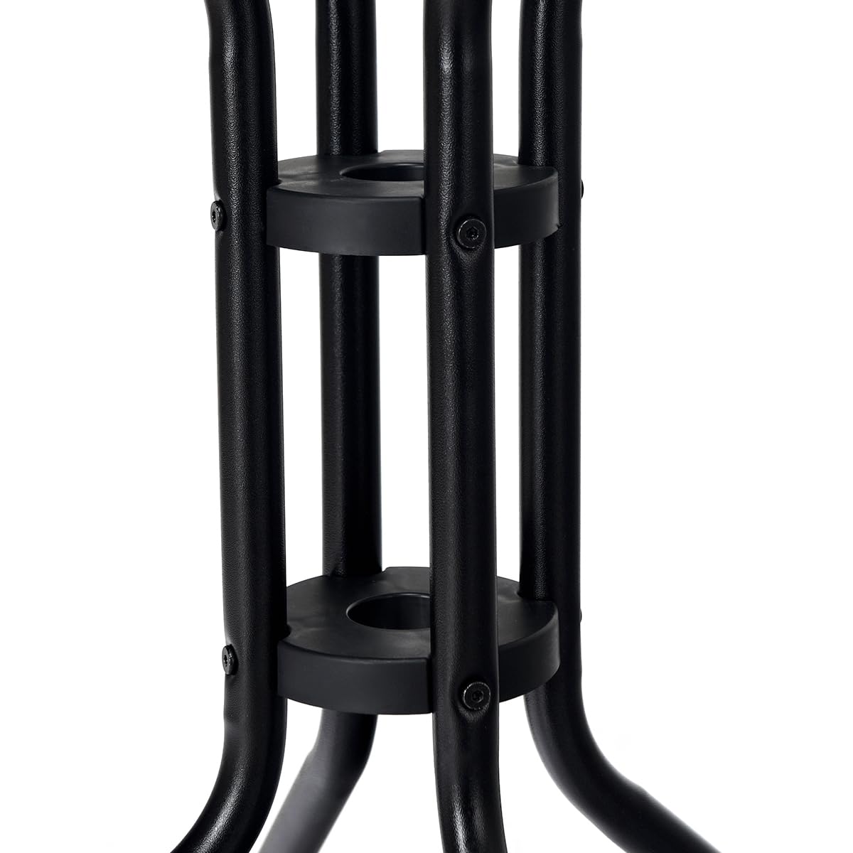 KOMFOTTEU Tavolo da Giardino Rotondo con Foro per Ombrellone, Tavolo da Pranzo con Piano in Vetro e Telaio in Metallo, 70 x 70 x 71 cm, Tavolino da Esterno Classico per Cortile, Terrazza, Balcone