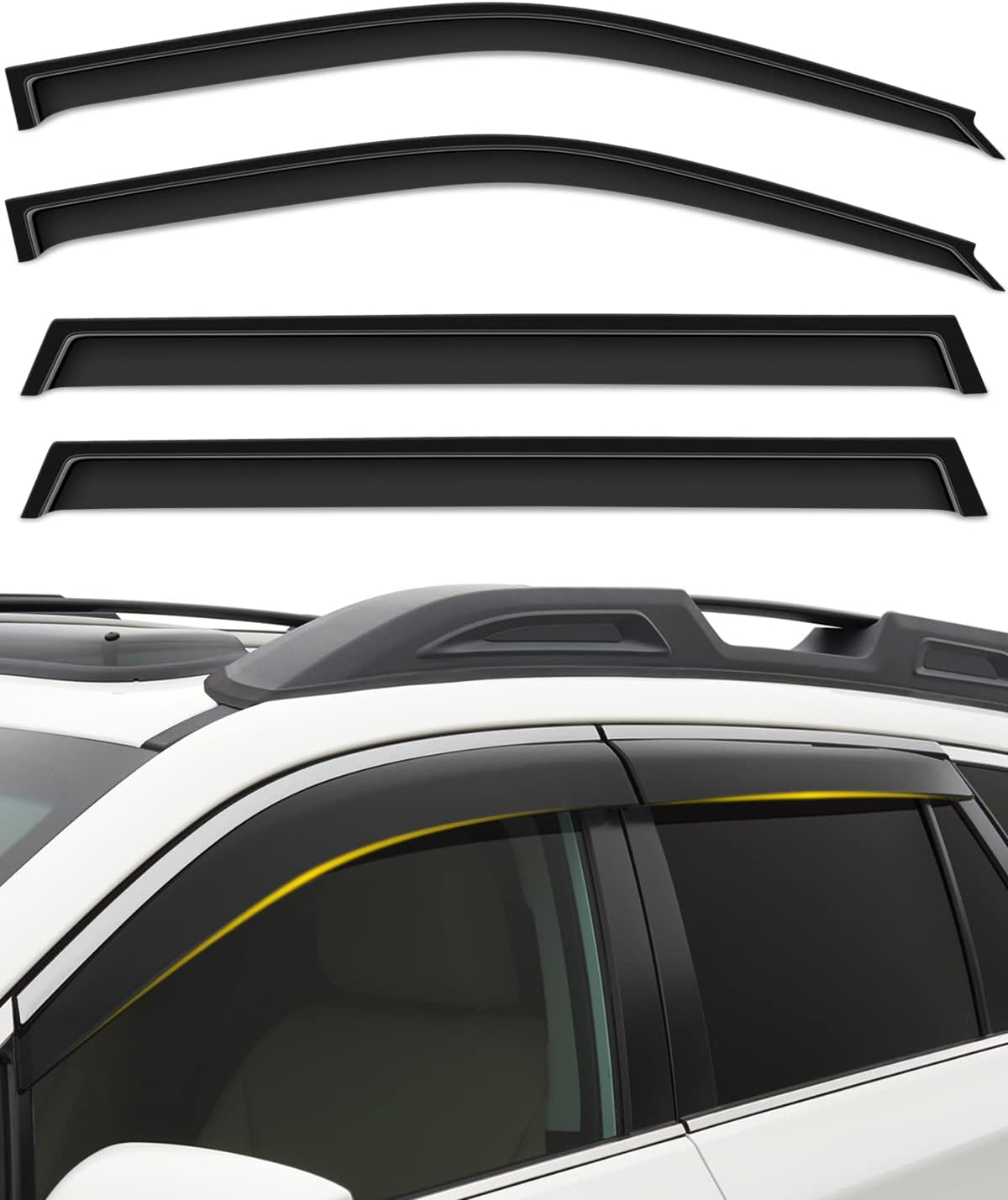 ROADFAR Fits for 2001-2007 for TOYOTA Highlander Window Visors Outside Mount Window Visor Deflector Rain Guard 4Pc Set