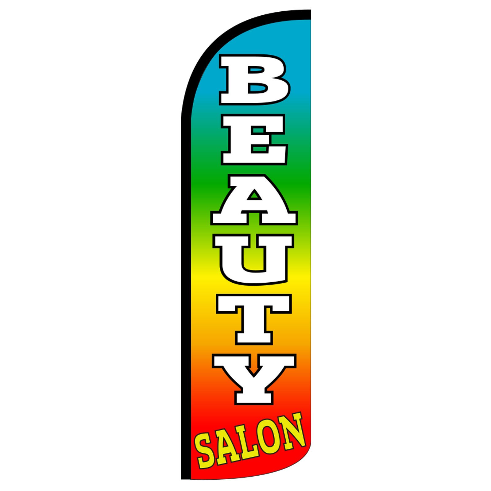 Beauty Salon Windless Feather Swooper Flag Banner Kit: 14' Fusion Pole Set, Safety Orange Stake