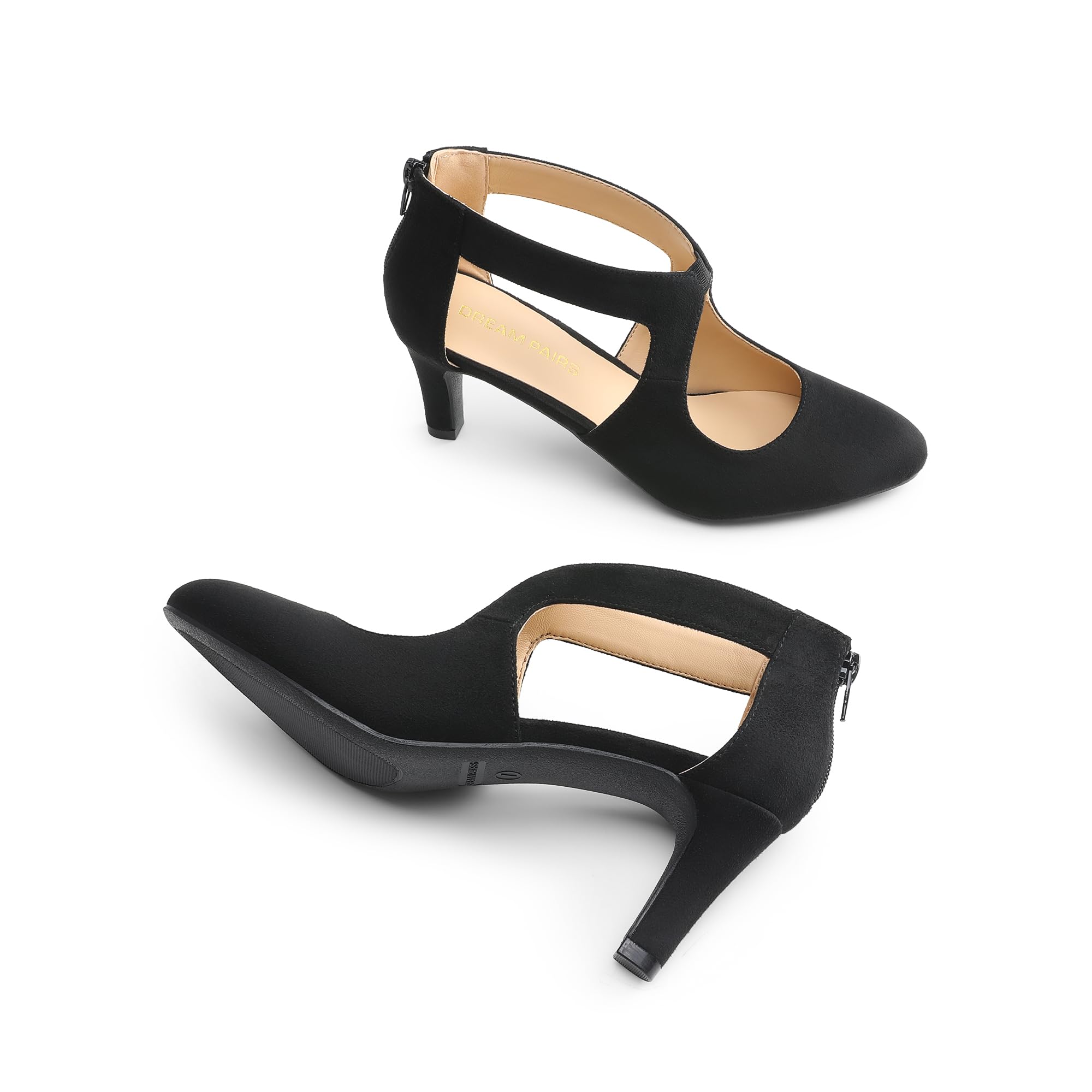 DREAM PAIRS Escarpins Femme Bout Pointu Talon Kitten Chaussures Élégantes Talons Confortables Fermeture Éclair Arrière Antidérapant Soirée Bureau Mariage