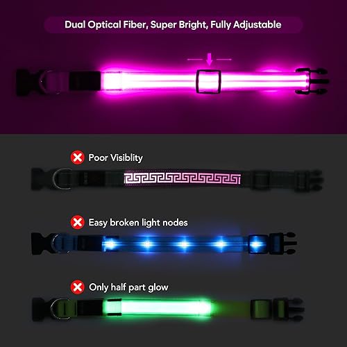 Miniatura 6 de Collares de perro con luz  Collares de perro recargables que brillan en la oscuridad, collar LED ajustable para perro, collar de mascota con luces