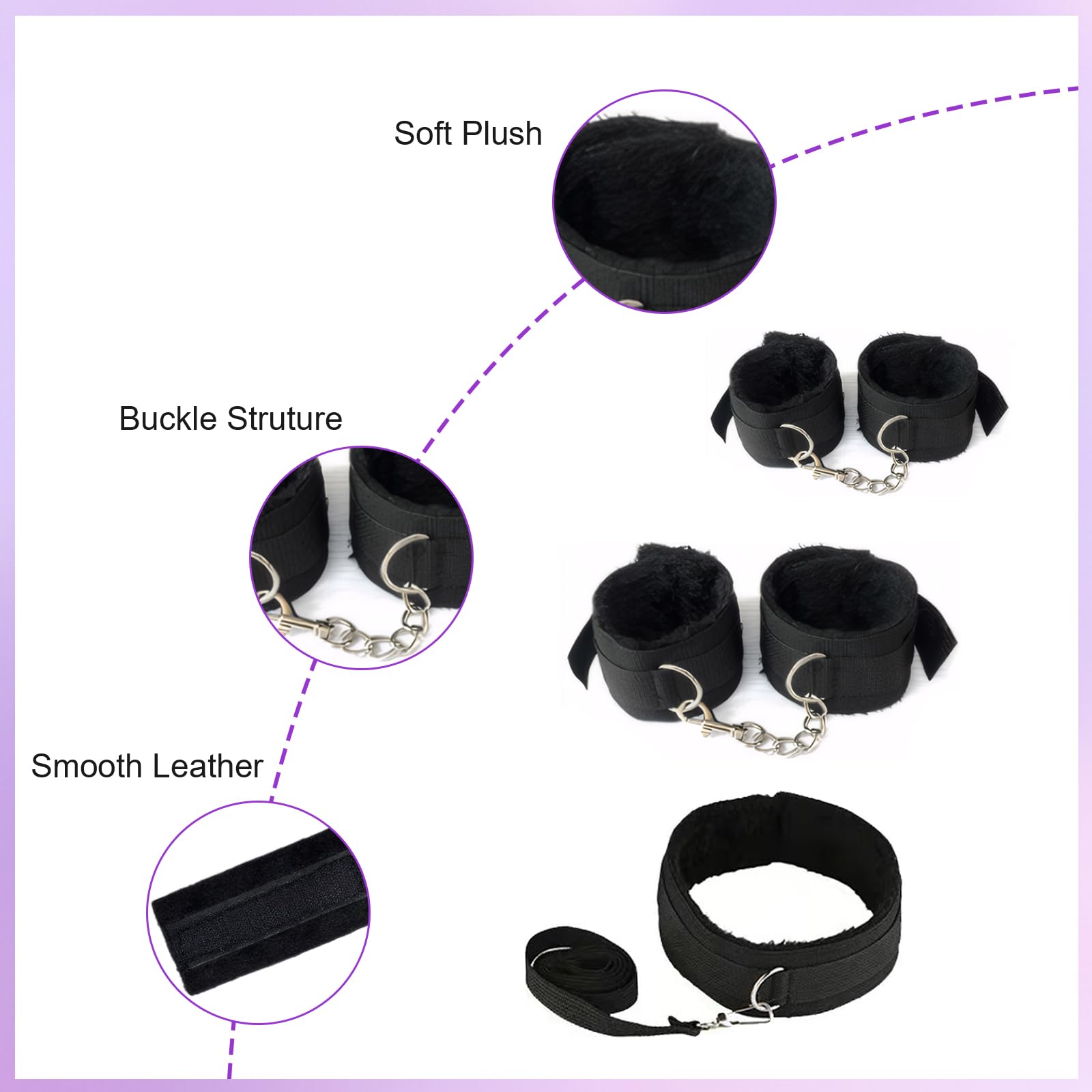 Ninonly Kit de Jeu de Rôle Adulte 15 Pièces – Accessoires Premium pour Couples Noir