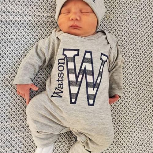 Personalized Baby Coming Home Outfit, Custom Embroidered Name Romper & Gown Set, Long Sleeve Sleepwear, New Baby Gift2