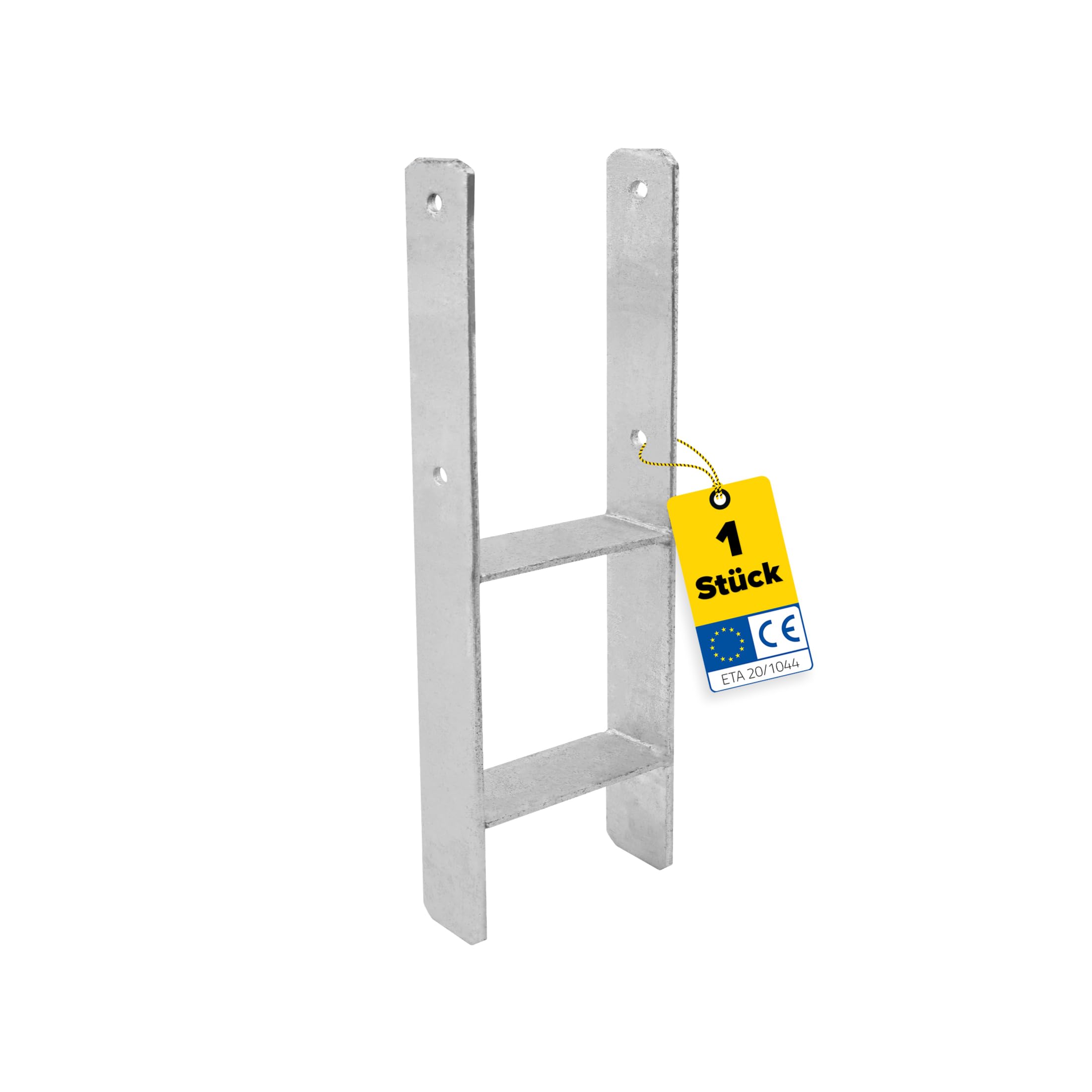 Grundline Silver - H Anchor Post Anchor - H Anchor - Post Anchor - Psh, 141 X 600 Mm - Hot-Dip Galvanised - For Fences, Post Support For Embedding In Concrete - Support Base - Joist Shoe - Post Holder