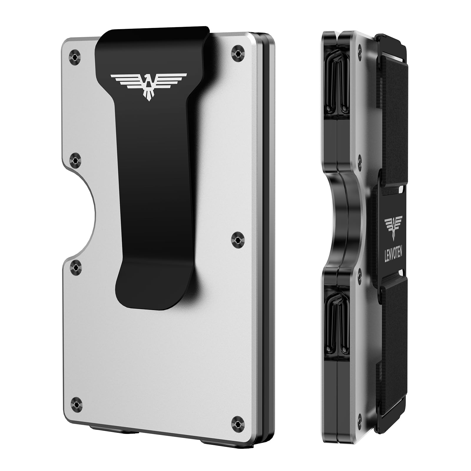 Lenvoten Wallet for Men, Money Clip Wallet with Cash Strap, Slim Card Wallet, RFID Blocking Card Holder, Holds up to 20 cards