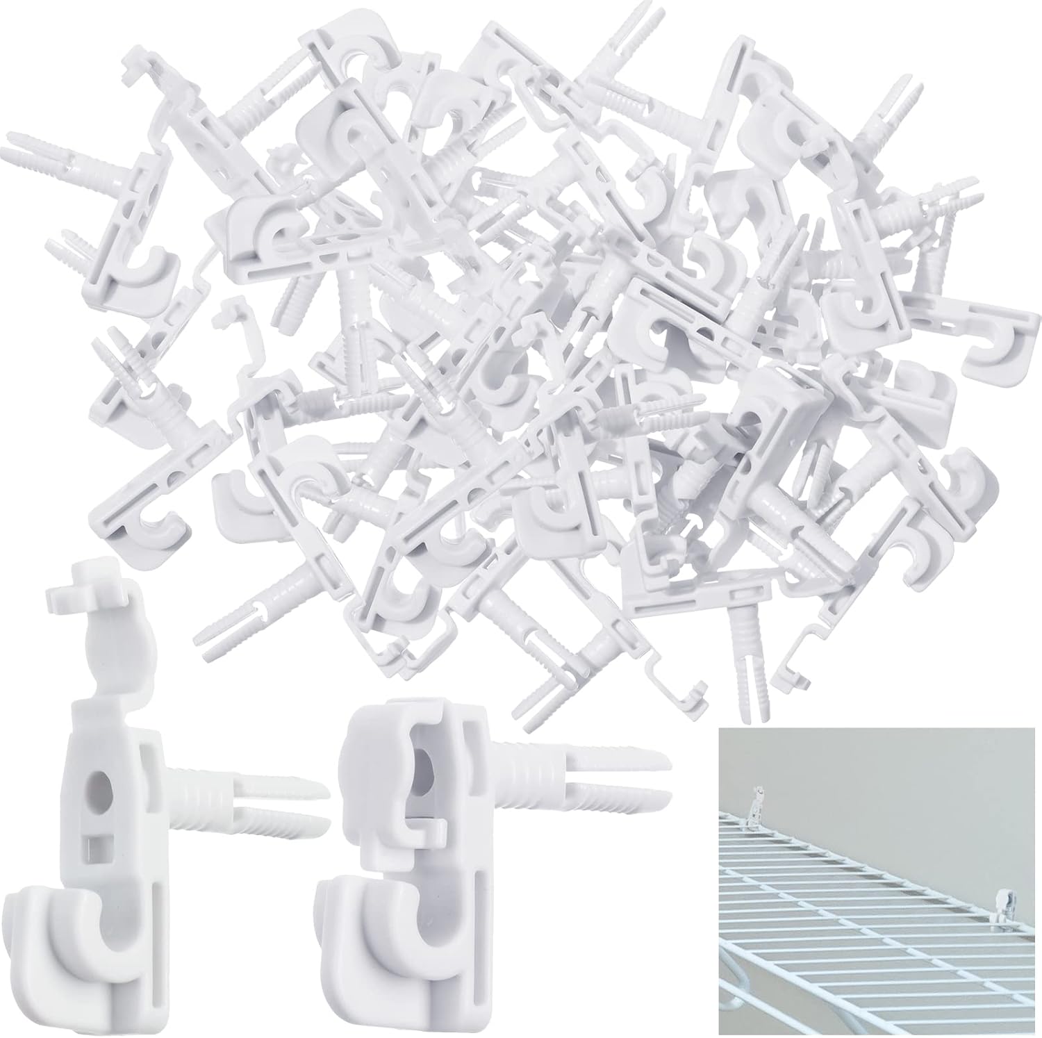 30 Pieces Wire Shelf Clips Back Wall Clips for Drywall