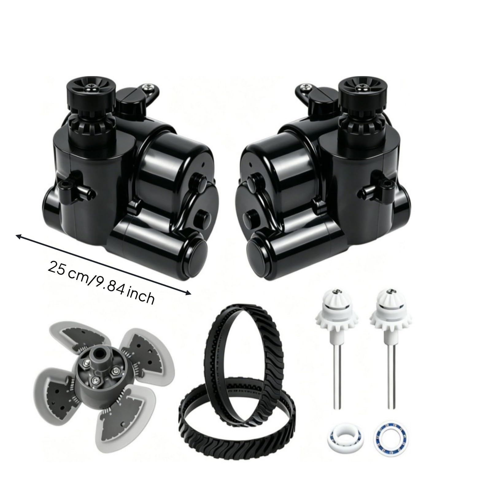 Kit Réfection pour Robot Piscine MX8 Pro avec Courroies à Bans Noires et Roues à pour Assurer Une Traction Adapté aux Piscines à Revêtement Liner et Béton