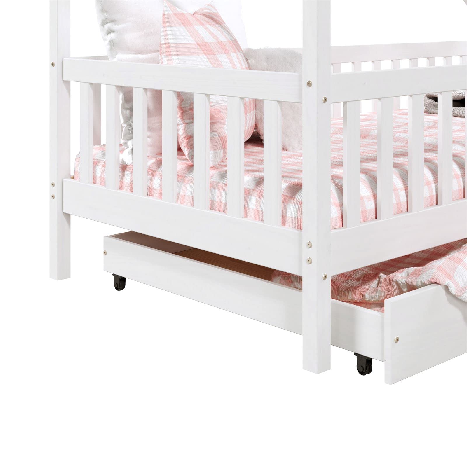 Cama Cabaña Infantil ALVA - 90x200 Cm - Madera De Pino - 2 Cajones