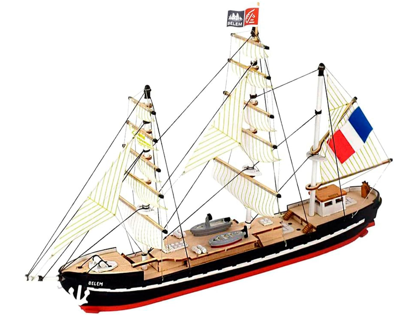 Artesana Latina - Wooden Boat Model  Easy Kit French School Ship, Belem  Model 17001, 1:160 Scale  Models to Assemble  Beginner Level
