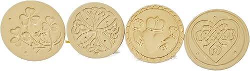 Brown Bag Juego de 4 símbolos celtas de cerámica, diseño de sello de galletas, herramientas de respaldo, suministros de respaldo, pastel de Navidad,