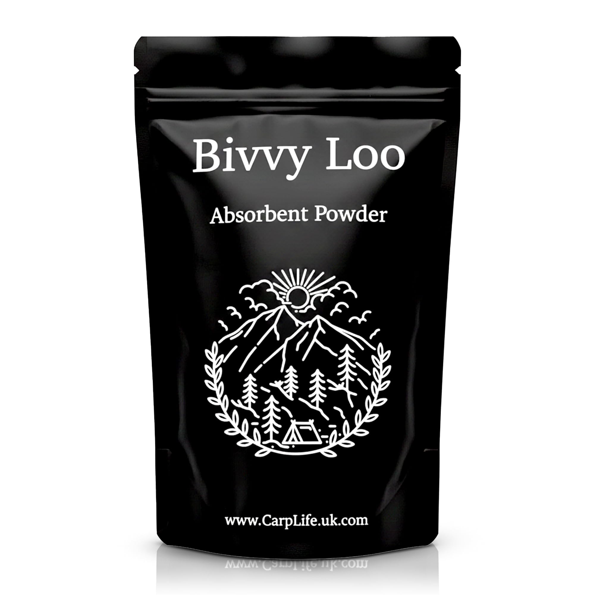 CarpLife Products Ltd Bivvy Loo Camping Toilet Absorbent Powder 1kg - For use in portable toilets - 10 grams of powder converts up to 1 litre of liquid to a manageable gel