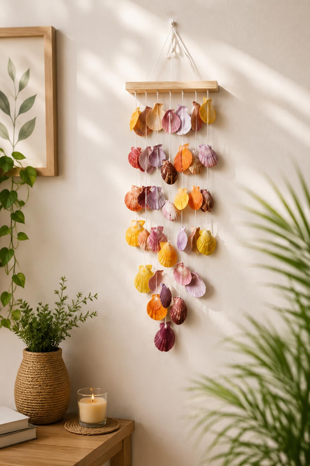 Shellkrafts Multicolor Artificial Seep Sea Shell Wind Chime for Home, Garden|Balcony Decor, Multicolor, Resin Art sea Materials, goa Gift Items, Hanging Decorative Item for Balcony (29 inch)-image-16