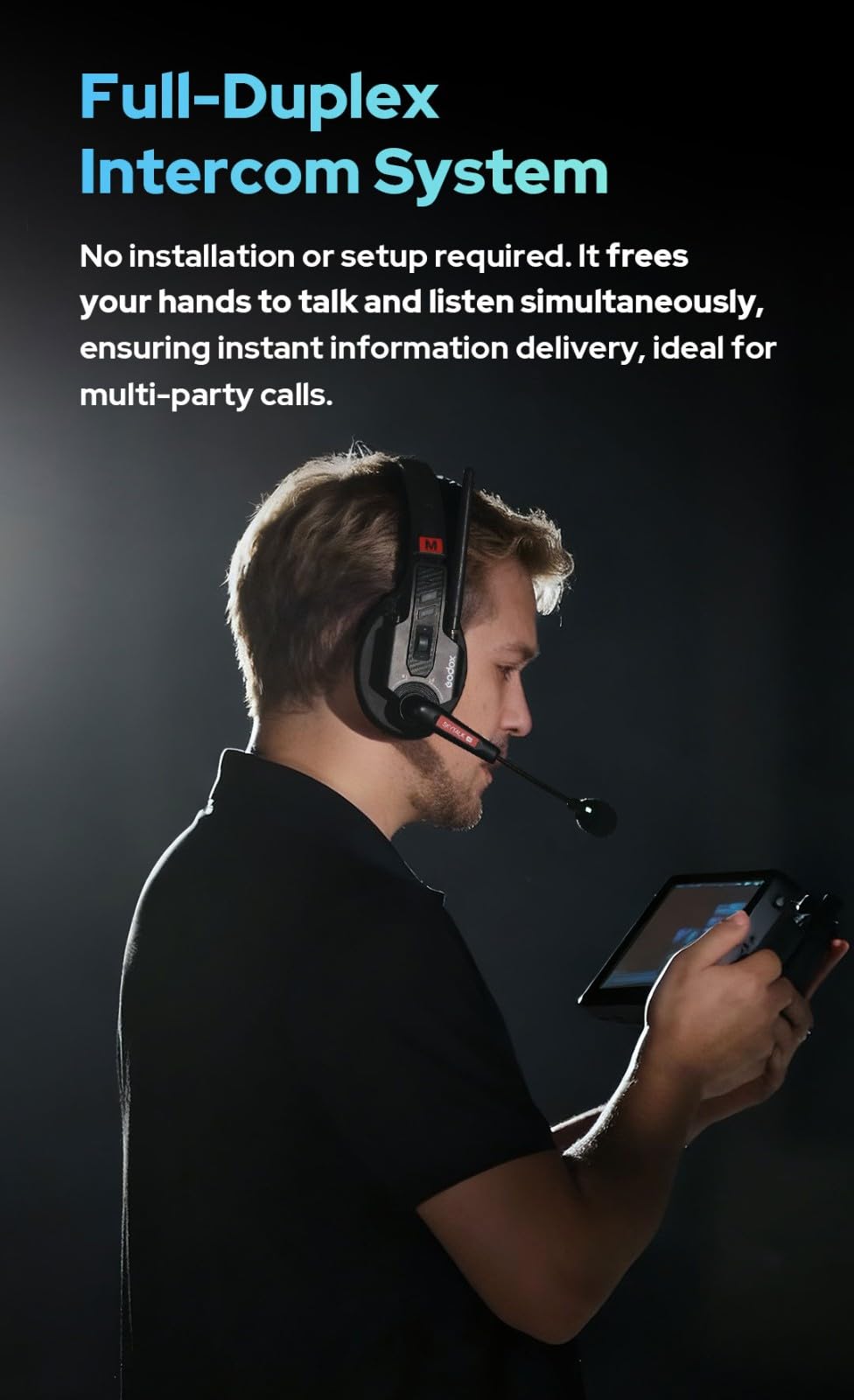 GODOX SKYTALK Air 5S Auriculares remotos inalámbricos Sistema de intercomunicación inalámbrico dúplex Completo, 500M 20H ENC Comunicación de Equipo monoauricular para espectáculo en Vivo (5 Juegos)