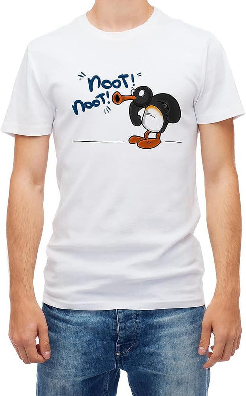 Angry Pingu Noot Noot Funny Short Sleeve White Men T Shirt K255 Size S