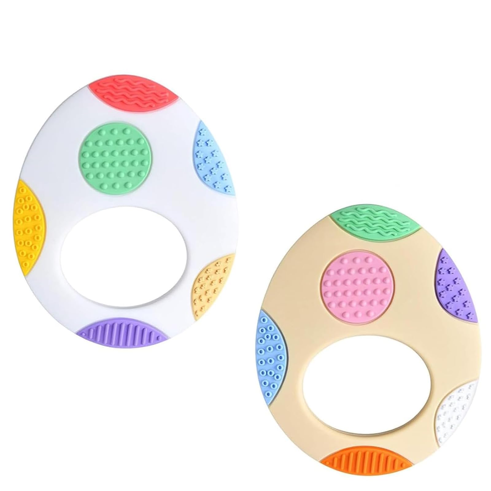 Easter Egg Silicone Teething Toys for Babies, 2-Pack - Colorful, Sensory Development Baby Chew Toys, Ideal for Toddler's First Easter Basket Stuffers