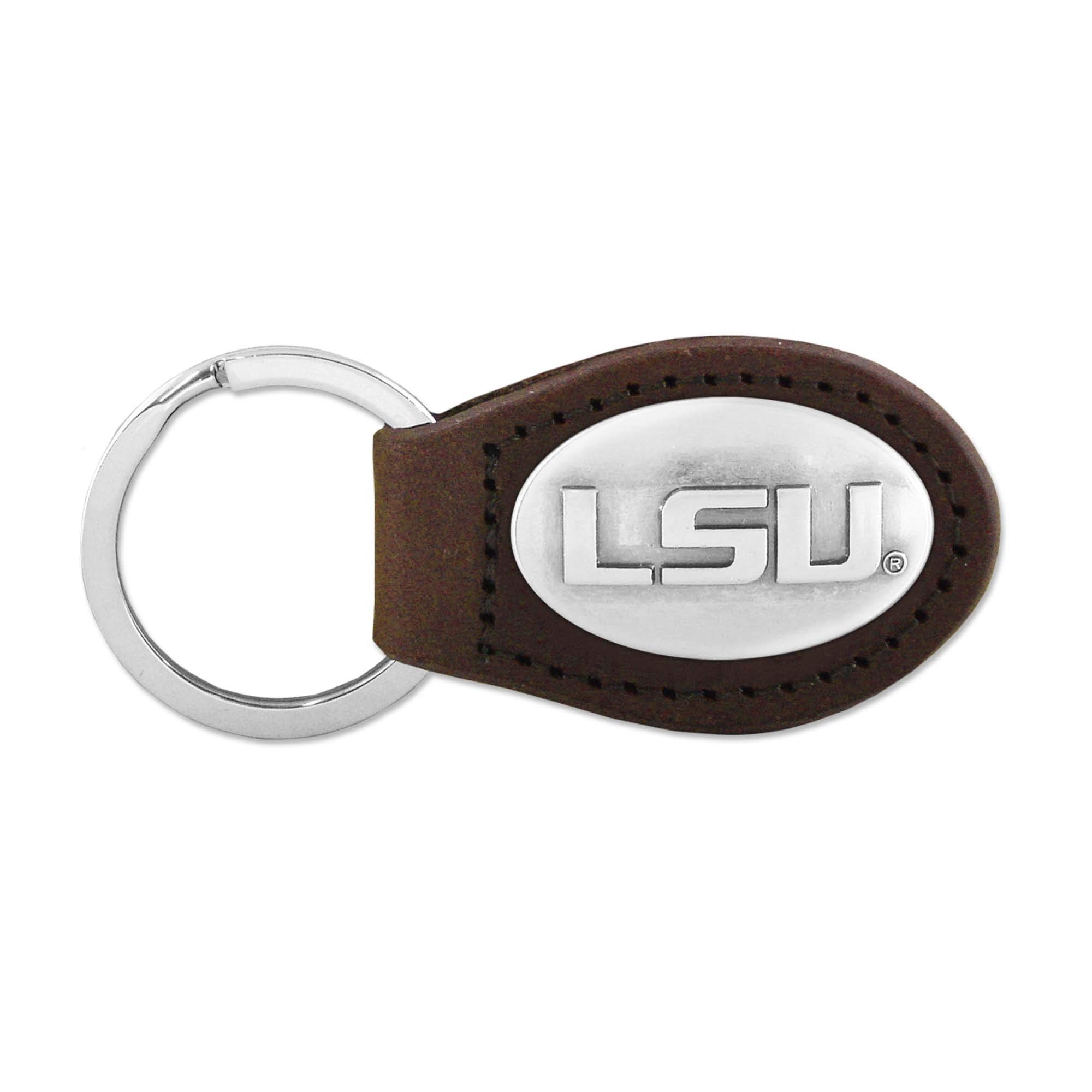 NCAA Lsu Tigers Brown Leather Concho Key Fob, One Size