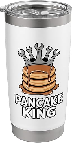 Pancake King Funny Breakfast Lover Mechanic Men Women Kids Stainless Steel Insulated Tumbler