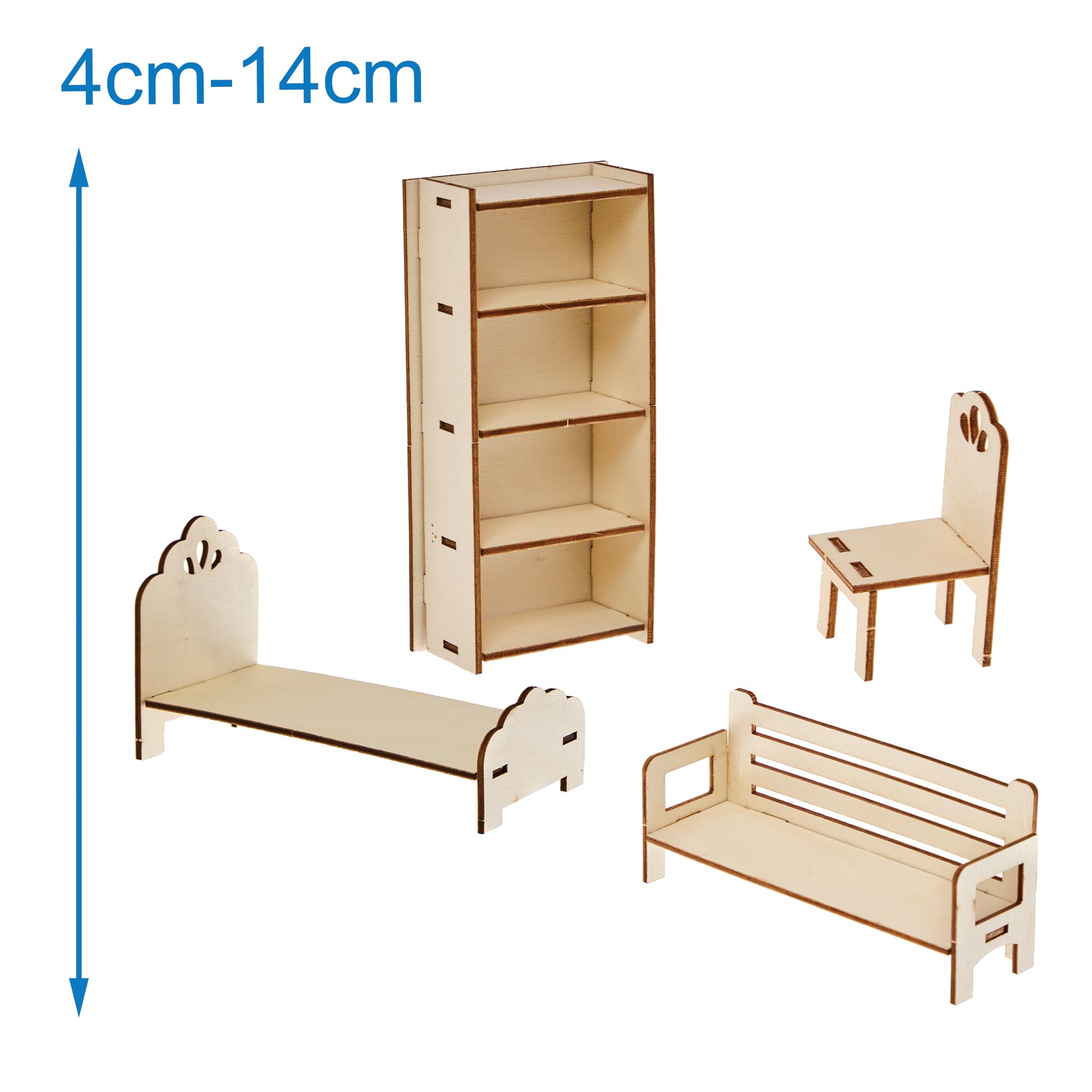 Baker Ross FN272 Build Your Own Dolls House Furniture - Pack of 7 pieces, Kids Dolls House Kit, Mini Furniture Kit - Image 4