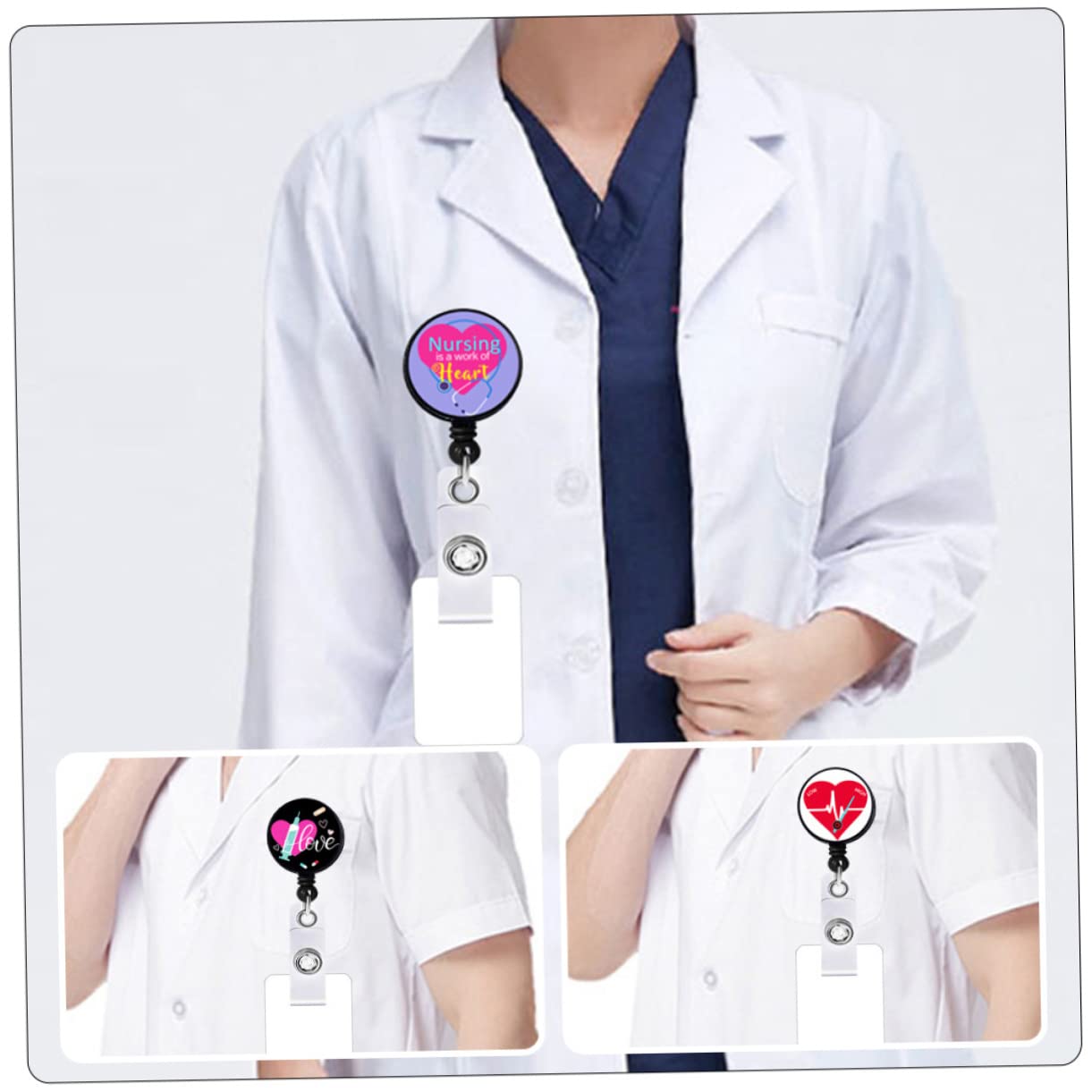 Amosfun 20pièces Clip De Badge Rétractable Avec Corde Id Support Pratique Pour Médecins Et Infirmiers Accessoires De Nom Pour Badge