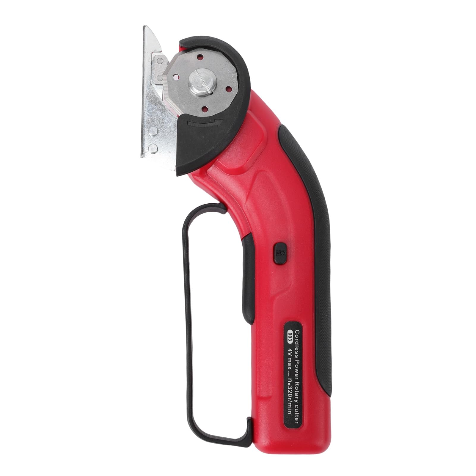 Cryfokt Tijeras Eléctricas Inalámbricas Potente Cortador Giratorio de Mano con Luz LED Frontal para Cortar Telas y Alfombras - Rojo