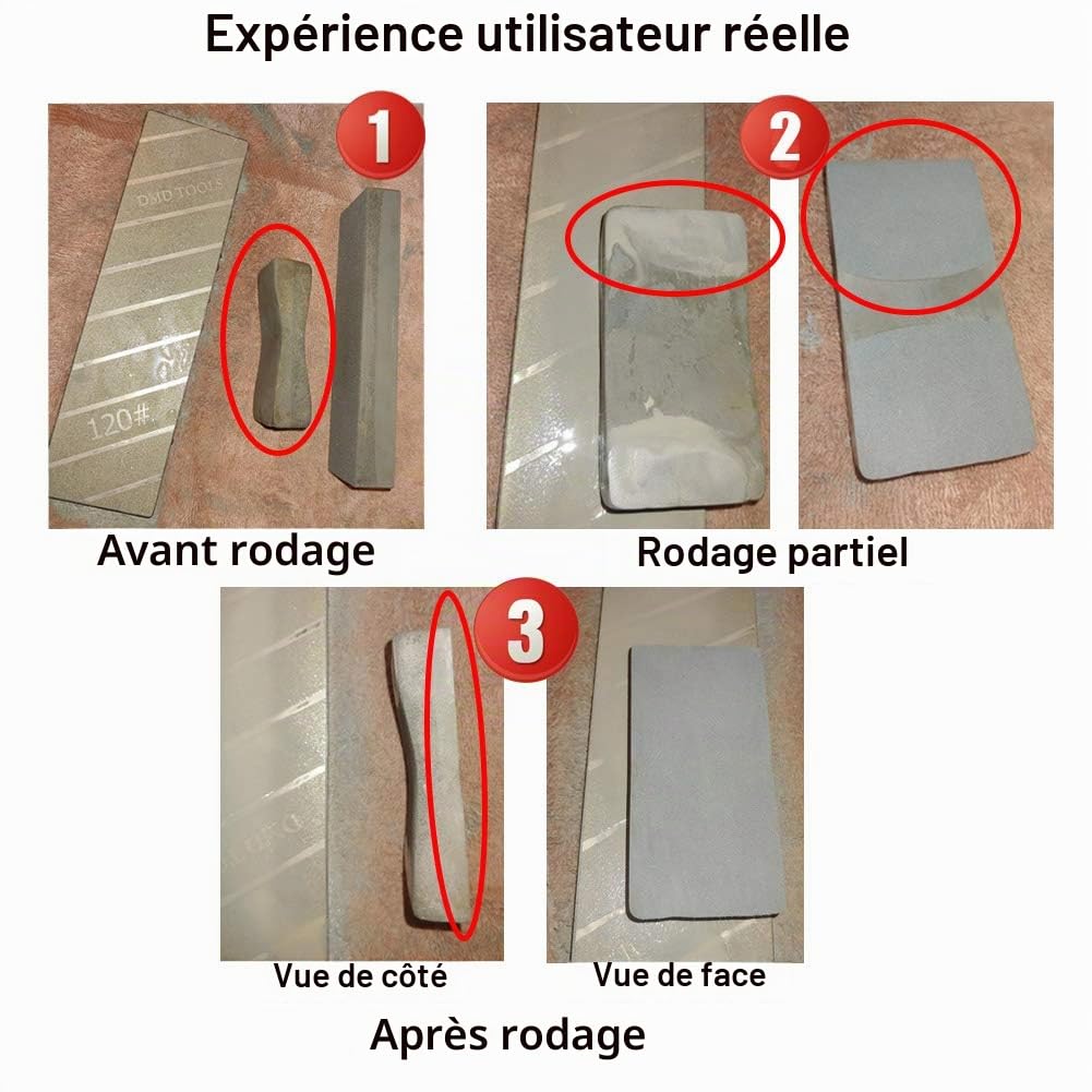Plaque de rodage de pierre à aplatir en diamant Double face (120 et 180) Plaque d'affûtage de diamant de grain Fixation d'aplatisseur de pierre 254 × 79 × 15 mm