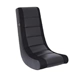 The Crew Furniture Kids & Teens Classic Video Rocker Gaming Chair – Lightweight Ergonomic Floor Rocker in Black on Black with Easy-Clean Faux Leather & Mesh