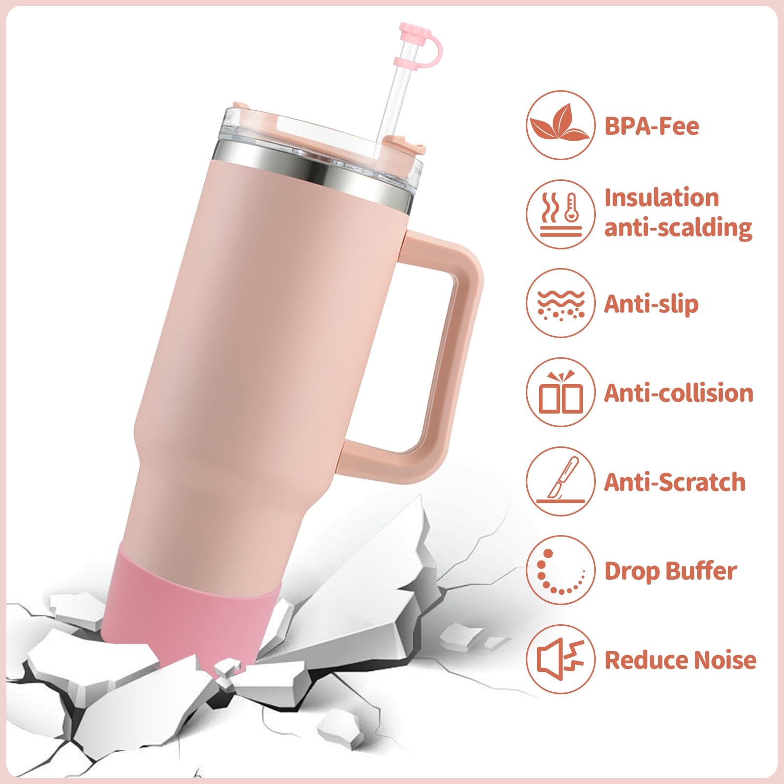 Lot De 6 Pailles De Rechange Avec Bouchon Anti-fuite En Silicone Pour