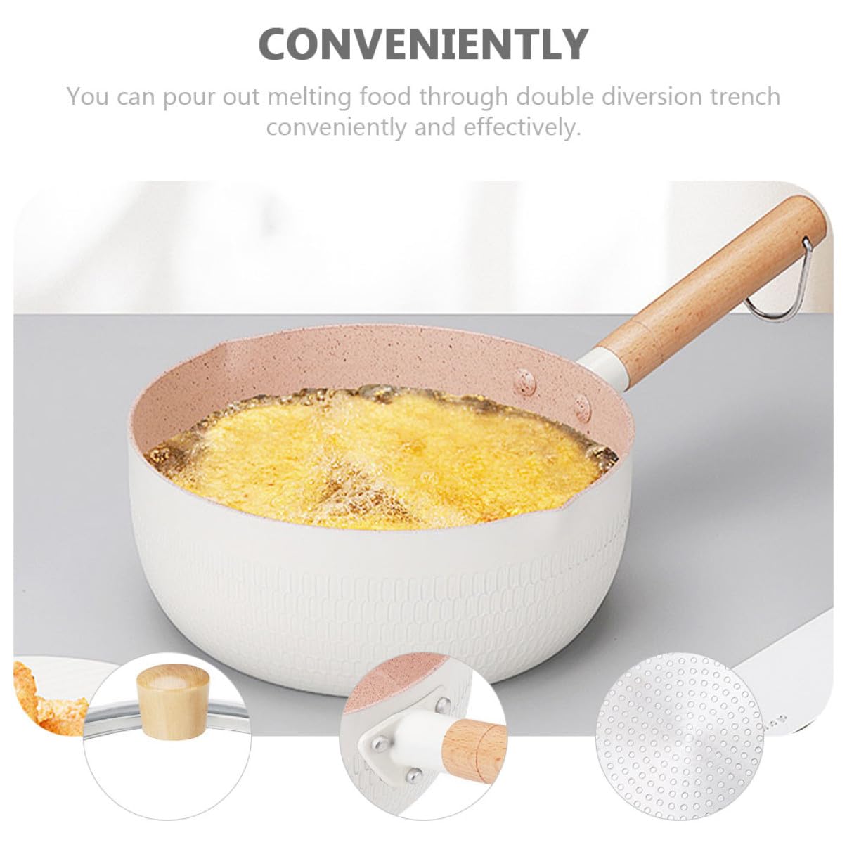 Olla Multifunción Antiadherente para Cocinar Leche y Alimentos Infantiles con Mango Ergonómico Diseño Prueba de Fugas para Sopas Salsas y Fideos Instantáneos Color
