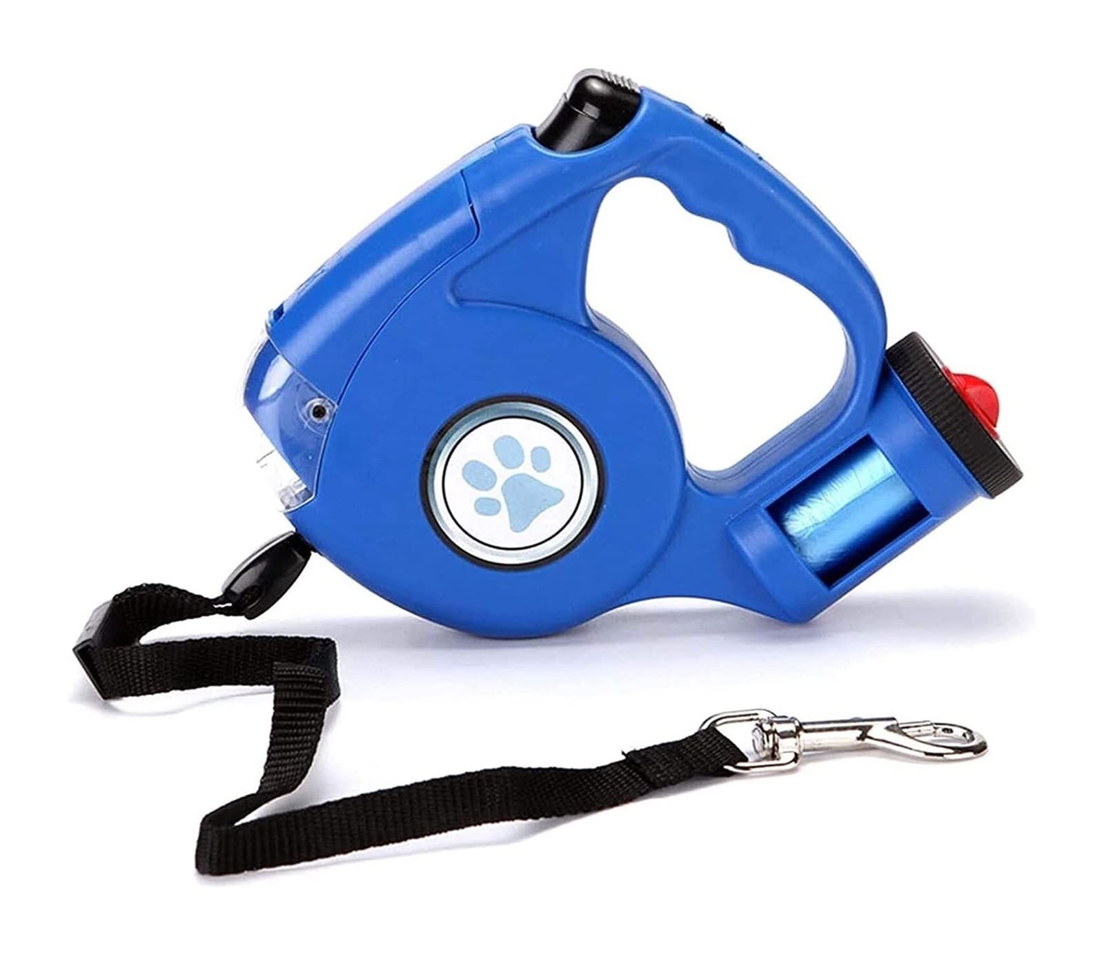 GOUJIAN Einziehbare Hundeleine Mit Heller LED-Taschenlampe Und Abfallbeutel, 360 ° Verwicklungsfrei 16 Fuß Schwere Hundeleine Griff Für Kleine Mittelgroße Hunde Dog Leash | Blue