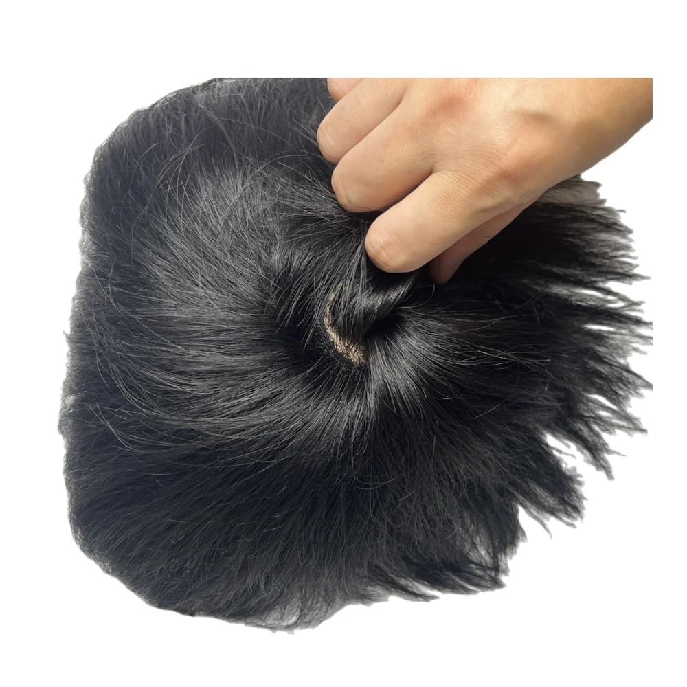 Peluca para Hombres Men's Wig Human Hair Toupee with PU Around Hair Replacement System Prosthetic Male Pieces For Men Baldness with Tape(18x20 cm)