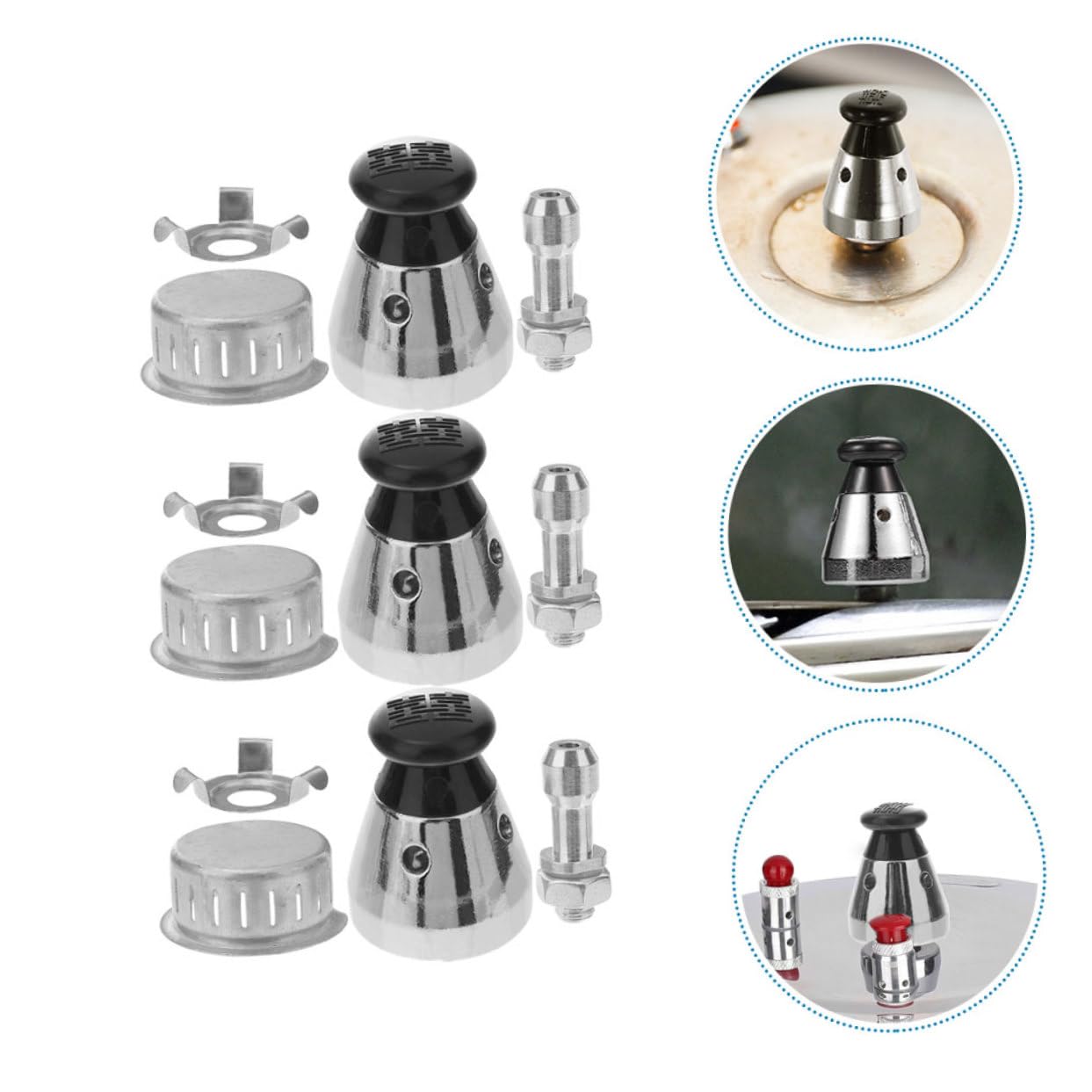 Alipis 15 Ensembles Agrafe Cordon d'alimentation masquage Prise autocuiseur Pressure Cooker Accessoires Valve Jigger de Rechange soupapes de Remplacement de décharge Alliage d'aluminium